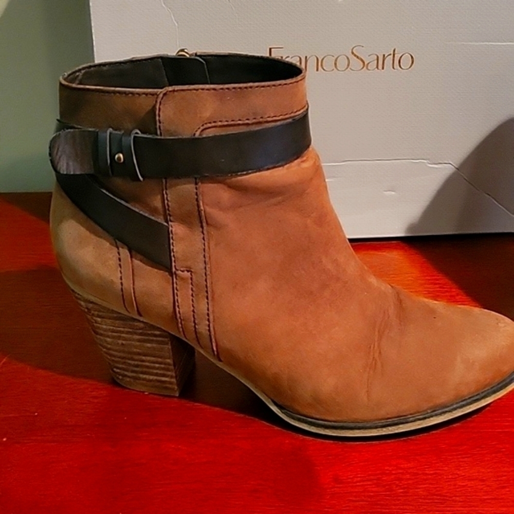 Franco Sarto Dotty Womens Western Ankle Boots Zip Up Faux Suede Brown sz 9.5 - Picture 5 of 11